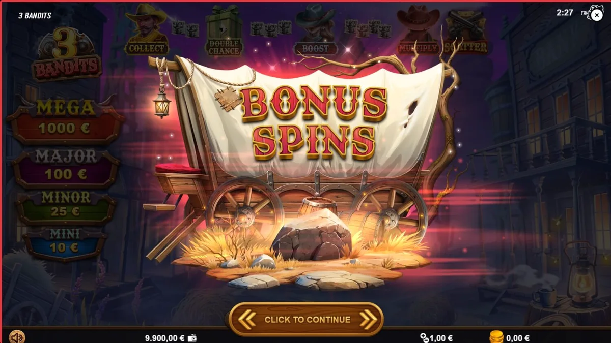 Giao diện trò chơi slot 3 Bandits với chủ đề miền Tây hoang dã